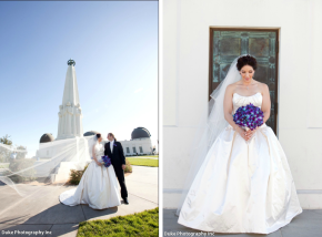 griffith park observatory wedding bride and groom